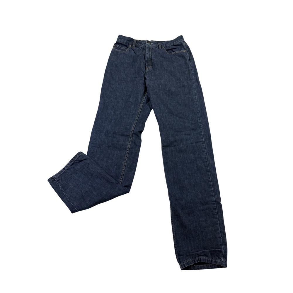 Lands End Denim Jeans 6 Traditional Waist Tapered Leg Flannel‎ Quilt Lined Duck
